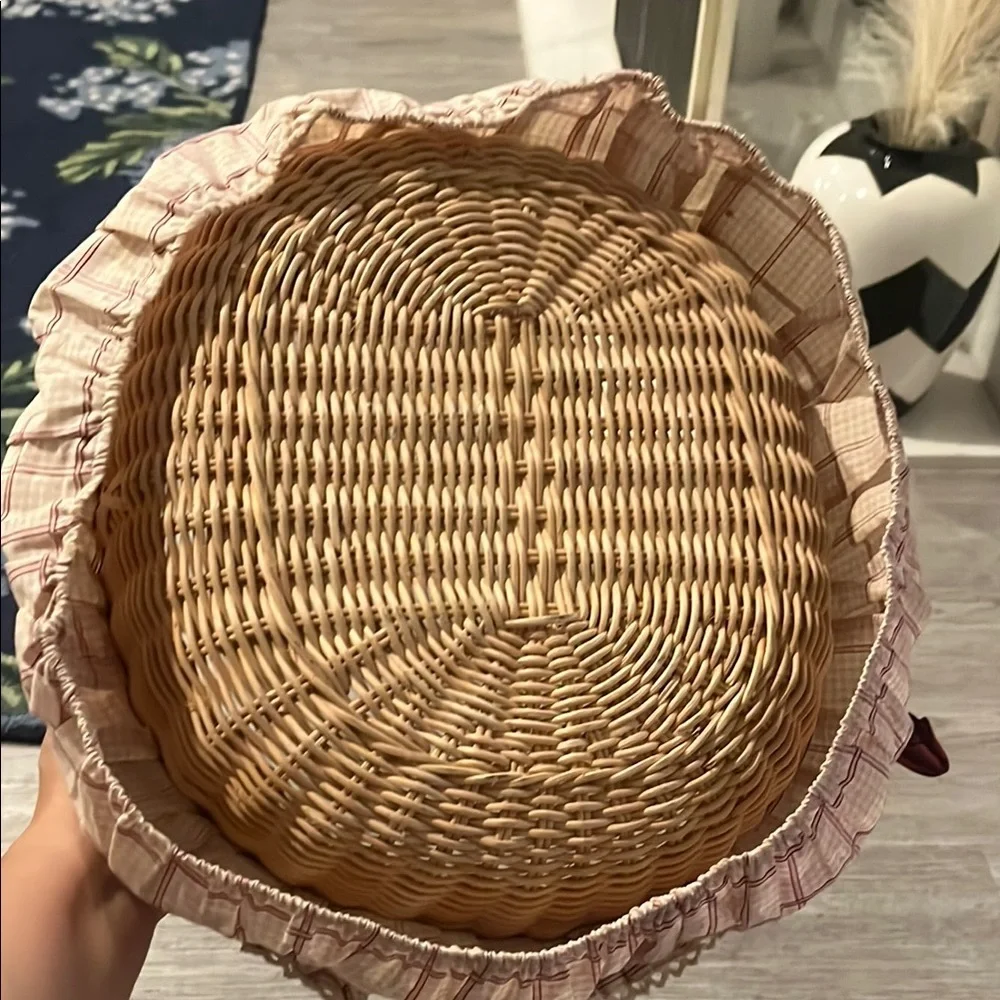 Vintage 1991 American Girl Wicker Basket with Red Bow